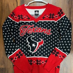 NFL Texans Women's V-Neck Sweater - Red and Black